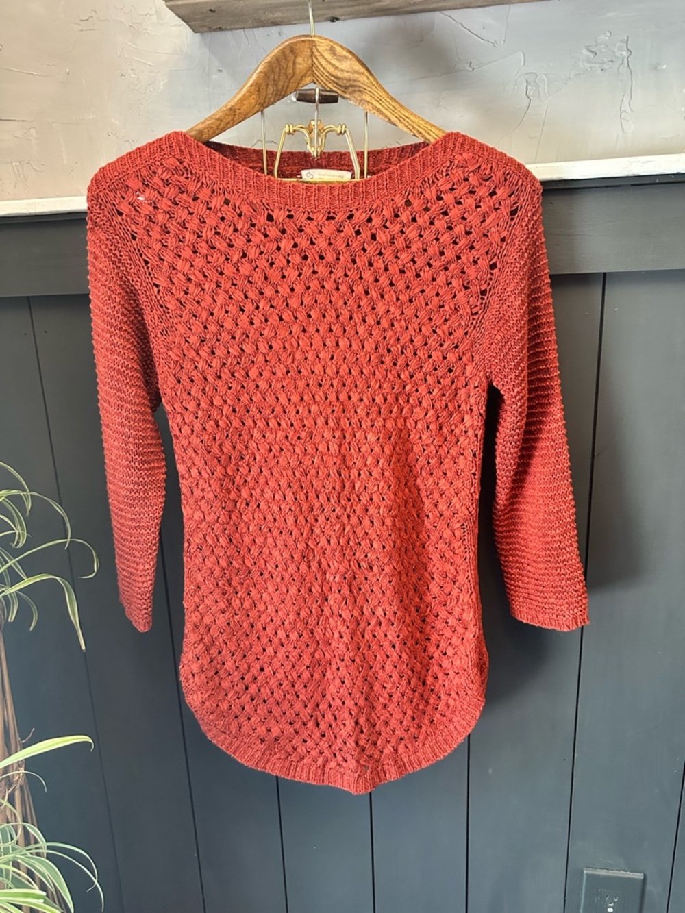 CB‎ Established 1962 Burnt Orange Boatneck Sweater Size Medium Loose Knit Top